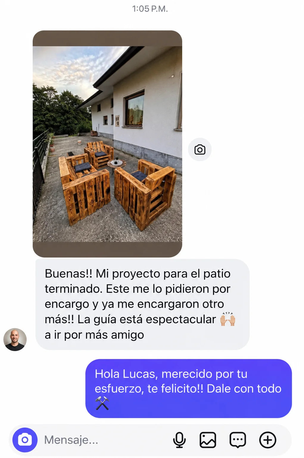 Juego de patio de pallets hecho por encargo