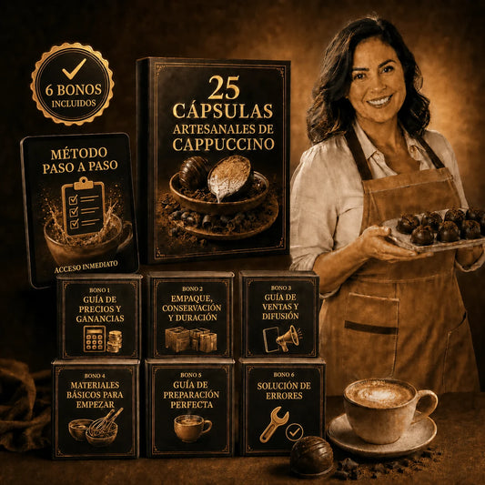 ☕ 25 Cápsulas Artesanales de Cappuccino + 6 Bonos 🍫✨