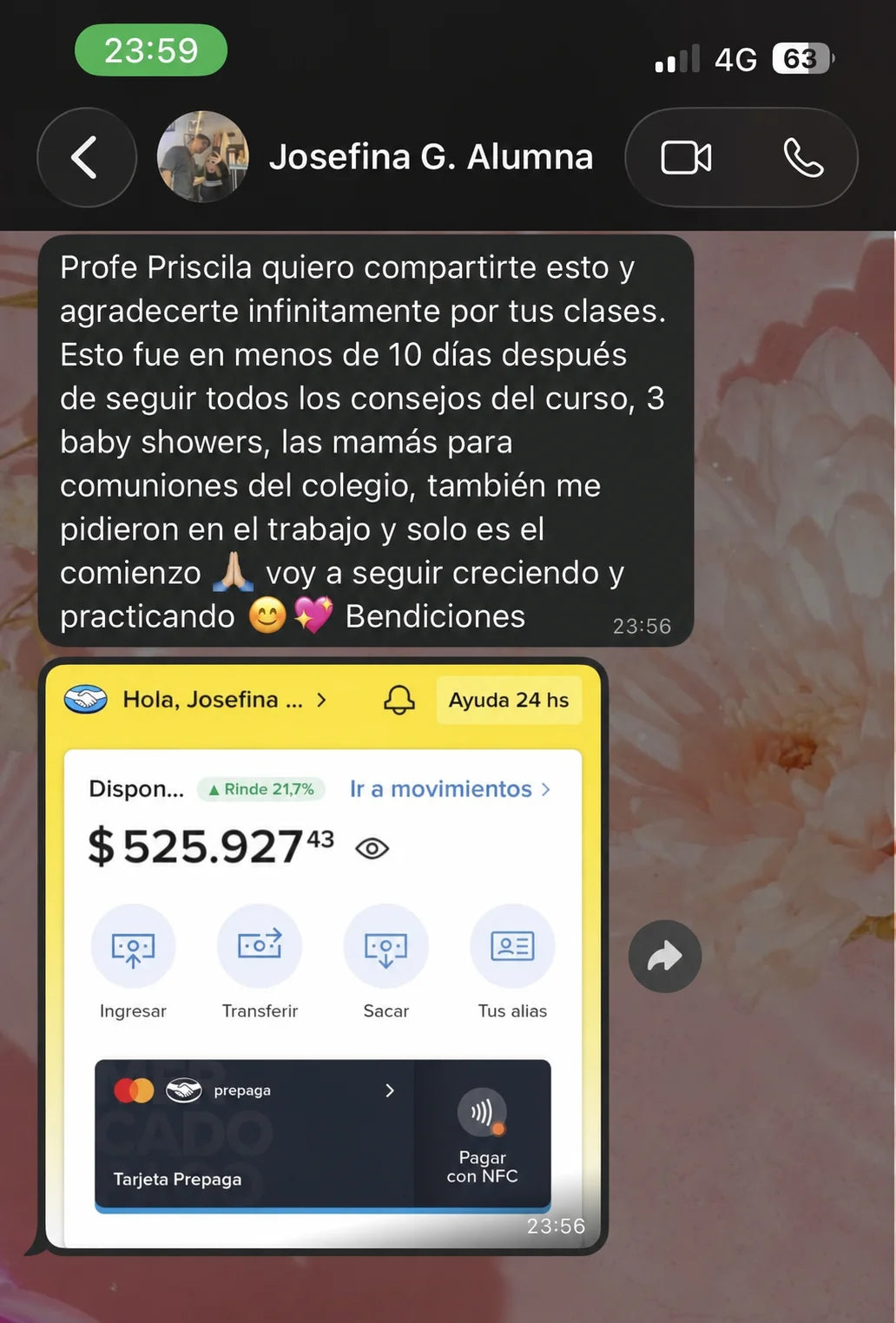 Testimonio real de alumna