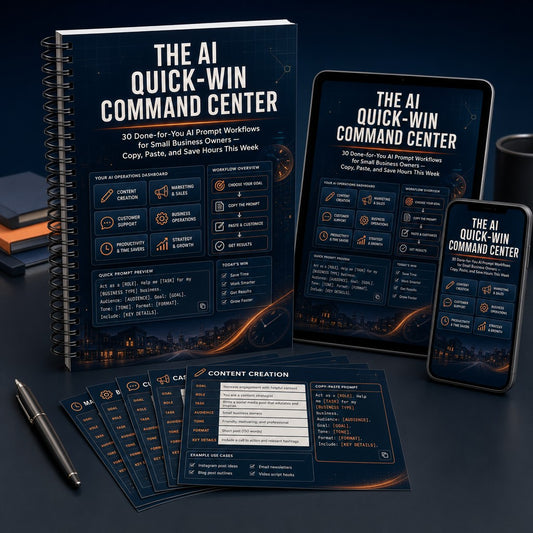 The AI Quick-Win Command Center: 30 Done-for-You AI Prompt Workflows for Small Business Owners