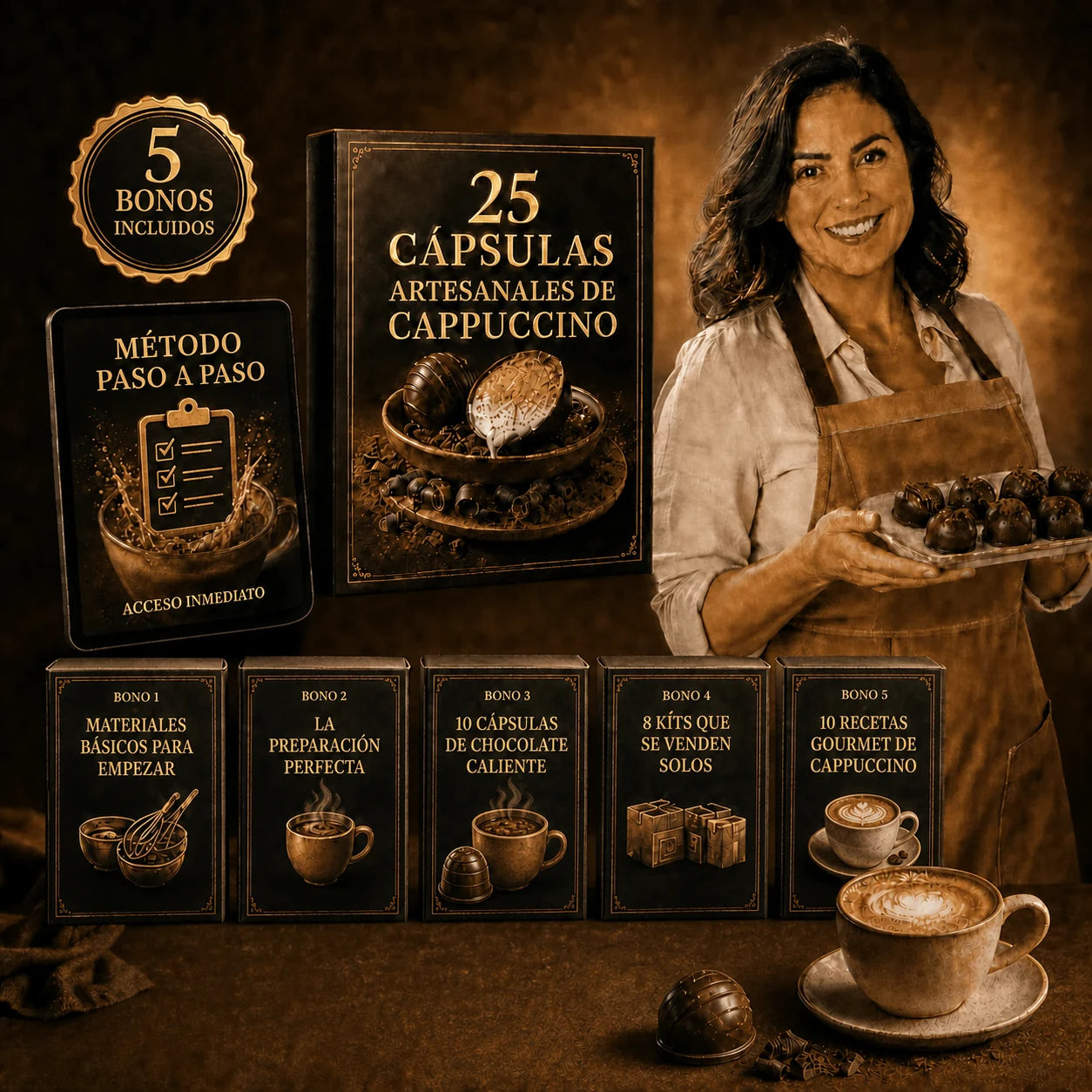 Mockup original de Cápsulas Artesanales de Cappuccino
