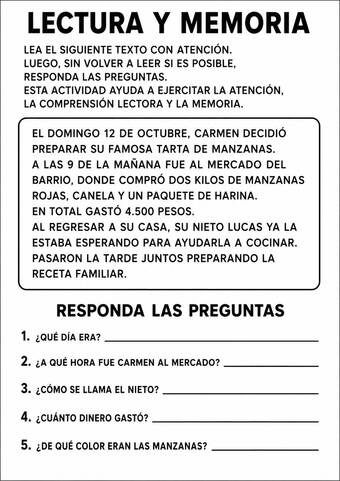 Ejercicio Mente Activa 365 - lectura y memoria