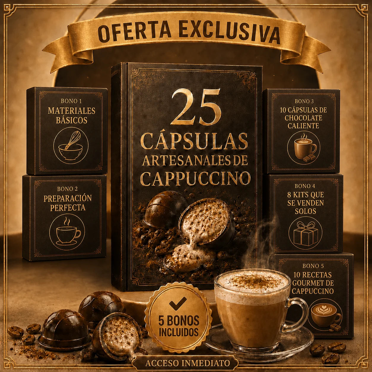 Mockup original de la oferta Cápsulas Artesanales de Cappuccino