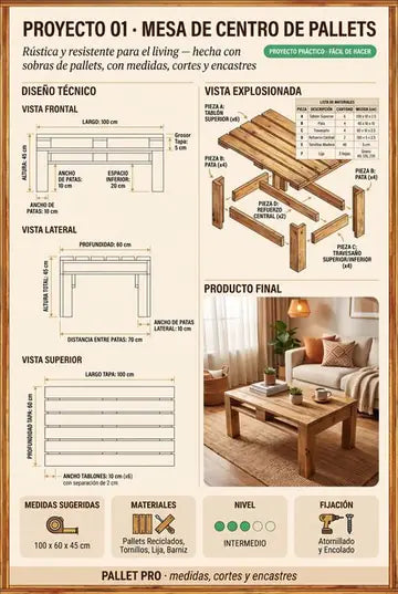 Plano español de proyecto con pallets 1