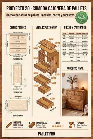 Plano español de proyecto con pallets 7