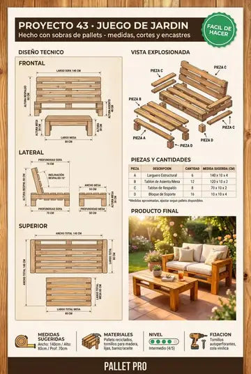 Plano español de proyecto con pallets 10